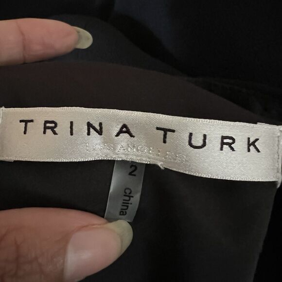 Trina Turk Shift Dress Womens 2 Black Multi Berry Sequin Drop Waist Ruffle Hem - Picture 2 of 9